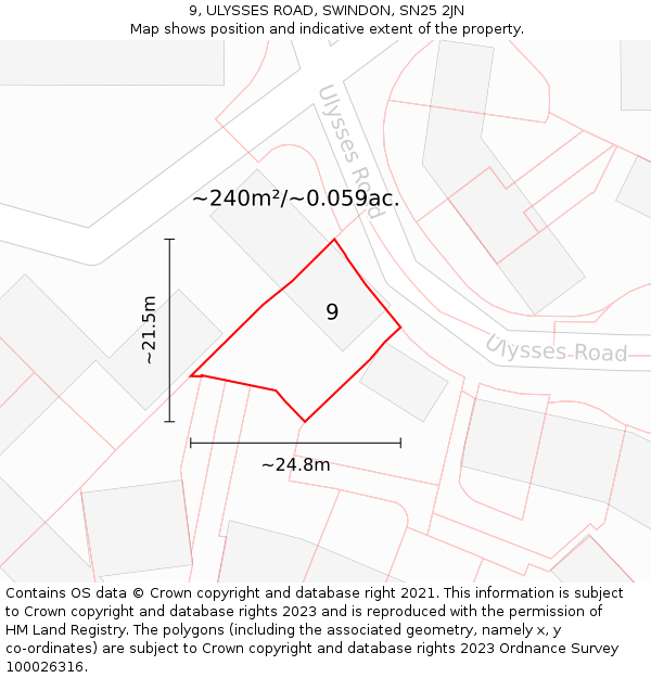 9, ULYSSES ROAD, SWINDON, SN25 2JN: Plot and title map