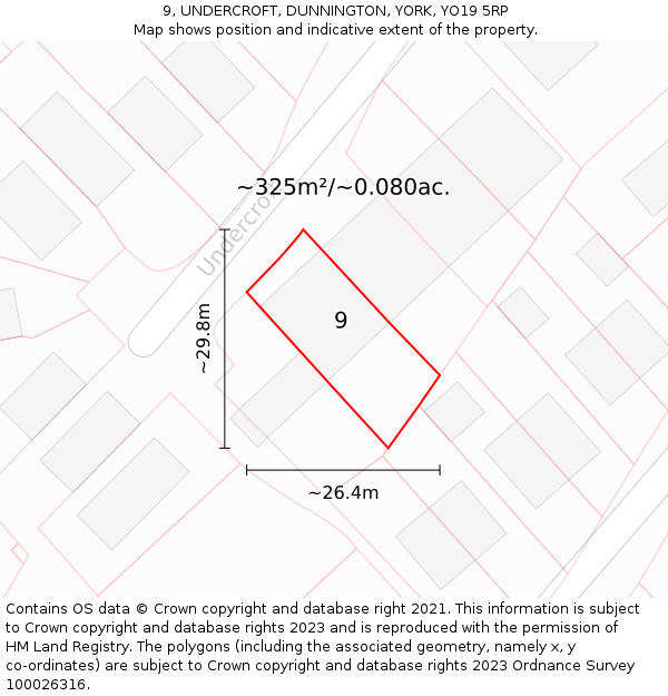 9, UNDERCROFT, DUNNINGTON, YORK, YO19 5RP: Plot and title map