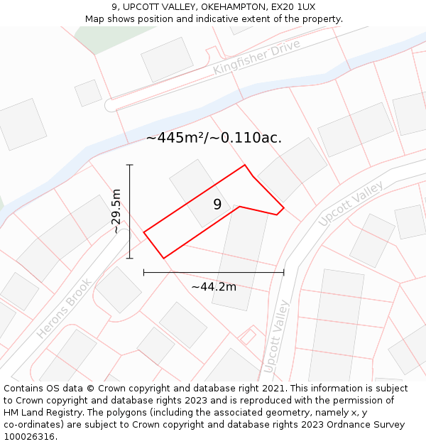 9, UPCOTT VALLEY, OKEHAMPTON, EX20 1UX: Plot and title map