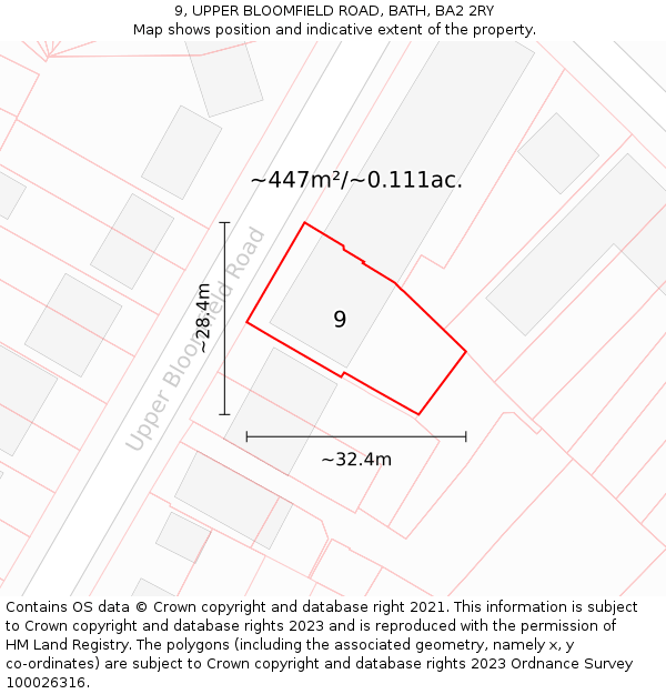 9, UPPER BLOOMFIELD ROAD, BATH, BA2 2RY: Plot and title map