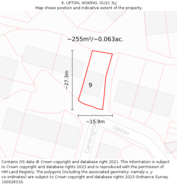 9, UPTON, WOKING, GU21 3LJ: Plot and title map