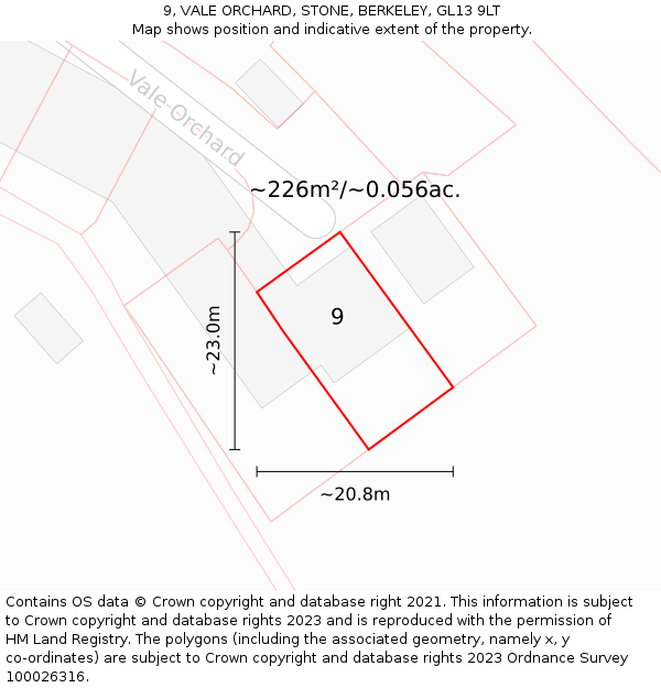 9, VALE ORCHARD, STONE, BERKELEY, GL13 9LT: Plot and title map