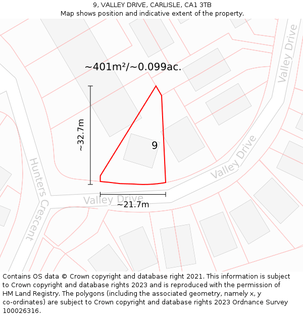 9, VALLEY DRIVE, CARLISLE, CA1 3TB: Plot and title map