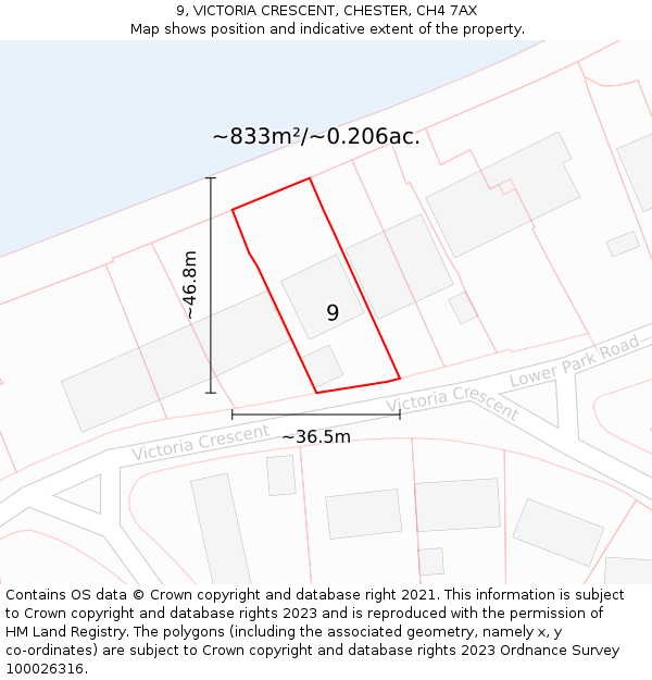 9, VICTORIA CRESCENT, CHESTER, CH4 7AX: Plot and title map