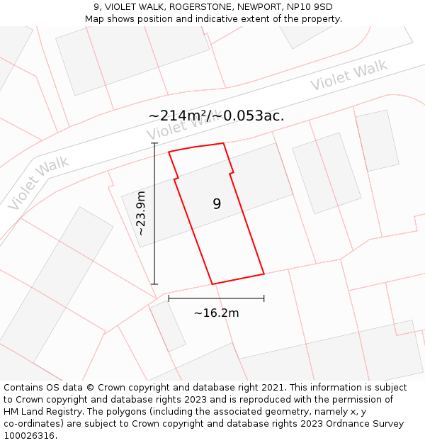 9, VIOLET WALK, ROGERSTONE, NEWPORT, NP10 9SD: Plot and title map