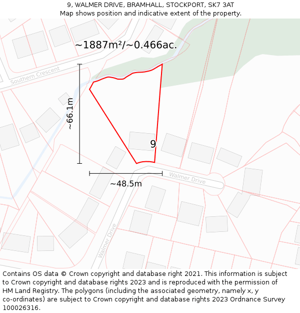 9, WALMER DRIVE, BRAMHALL, STOCKPORT, SK7 3AT: Plot and title map