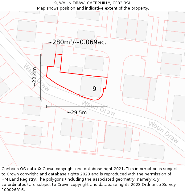 9, WAUN DRAW, CAERPHILLY, CF83 3SL: Plot and title map
