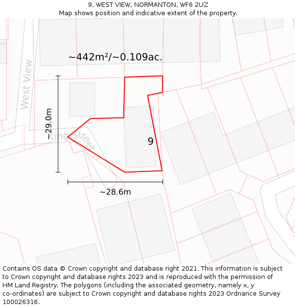 9, WEST VIEW, NORMANTON, WF6 2UZ: Plot and title map
