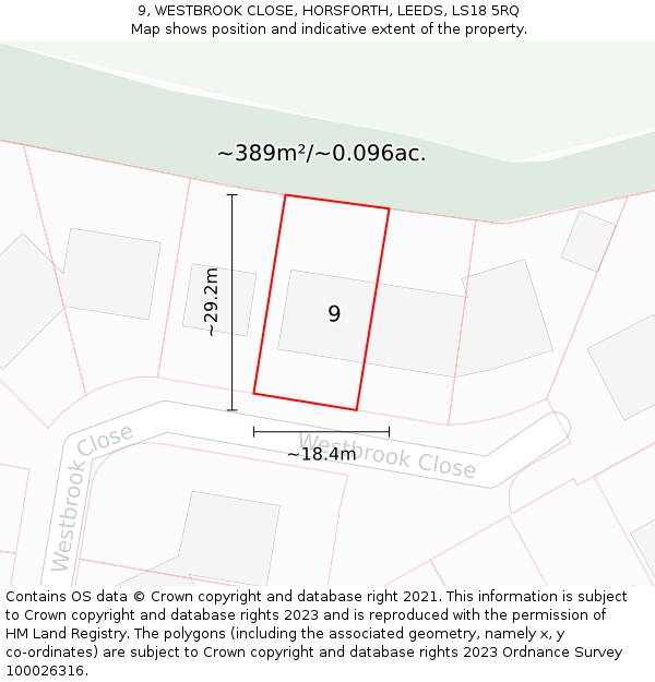 9, WESTBROOK CLOSE, HORSFORTH, LEEDS, LS18 5RQ: Plot and title map