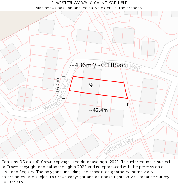 9, WESTERHAM WALK, CALNE, SN11 8LP: Plot and title map