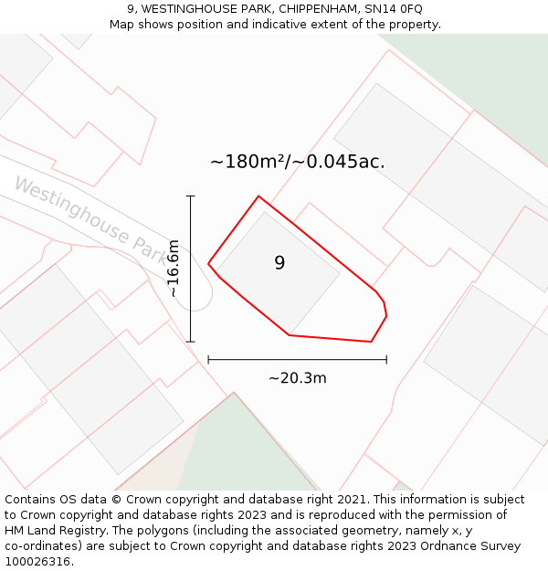 9, WESTINGHOUSE PARK, CHIPPENHAM, SN14 0FQ: Plot and title map