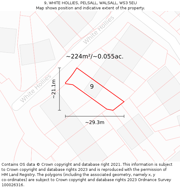 9, WHITE HOLLIES, PELSALL, WALSALL, WS3 5EU: Plot and title map