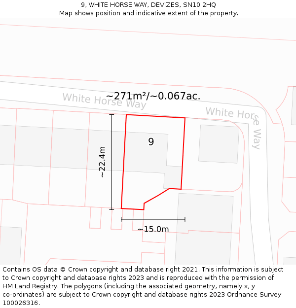 9, WHITE HORSE WAY, DEVIZES, SN10 2HQ: Plot and title map