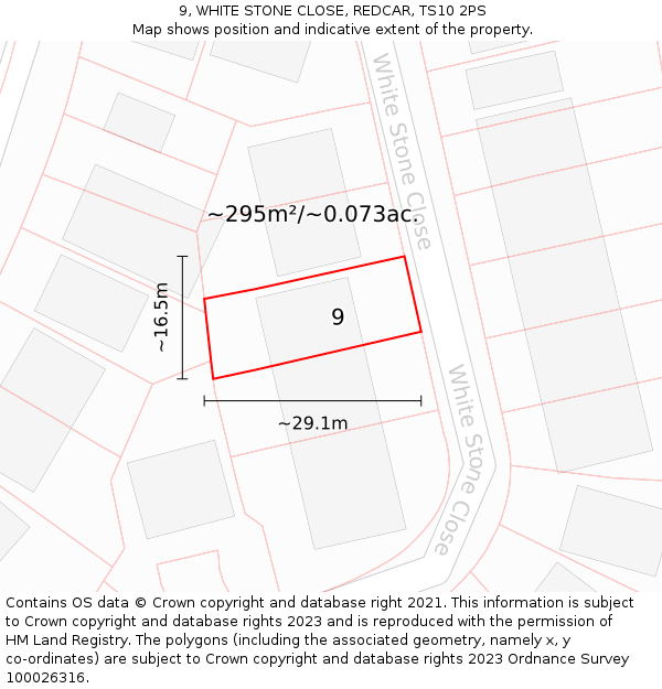 9, WHITE STONE CLOSE, REDCAR, TS10 2PS: Plot and title map