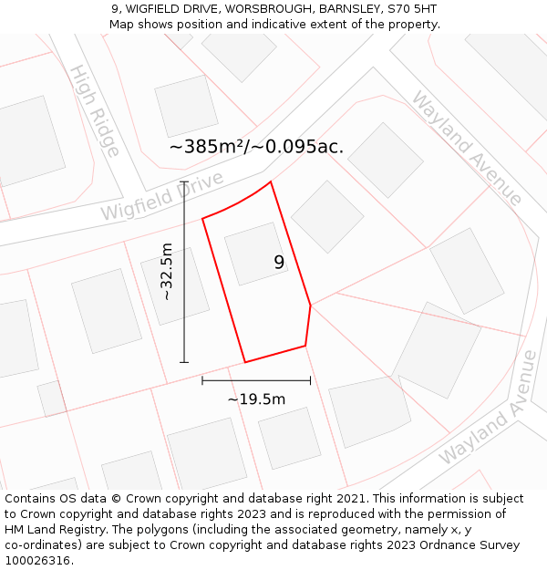 9, WIGFIELD DRIVE, WORSBROUGH, BARNSLEY, S70 5HT: Plot and title map