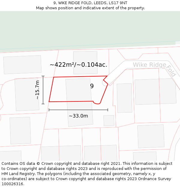 9, WIKE RIDGE FOLD, LEEDS, LS17 9NT: Plot and title map