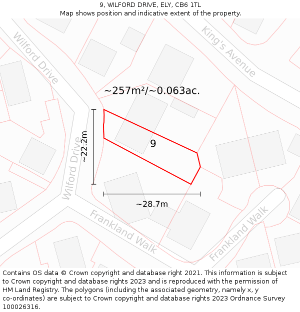 9, WILFORD DRIVE, ELY, CB6 1TL: Plot and title map