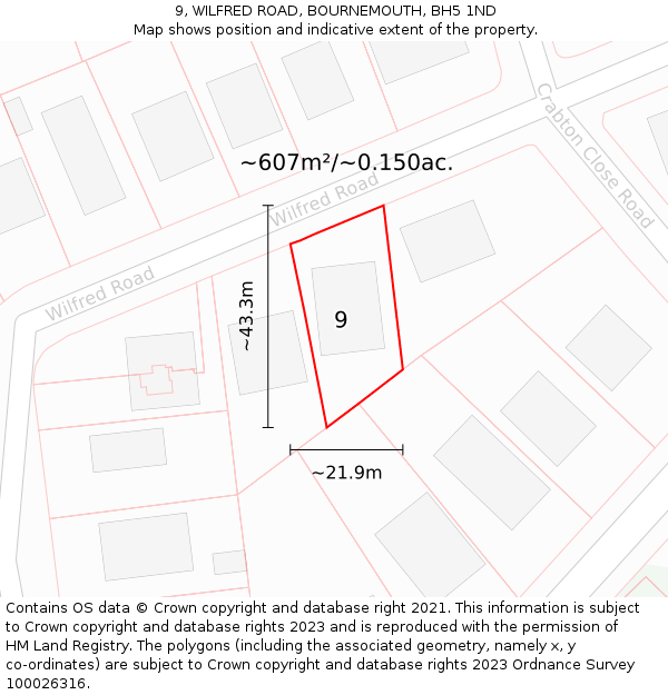 9, WILFRED ROAD, BOURNEMOUTH, BH5 1ND: Plot and title map
