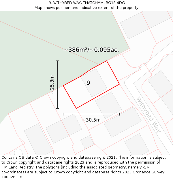9, WITHYBED WAY, THATCHAM, RG18 4DG: Plot and title map