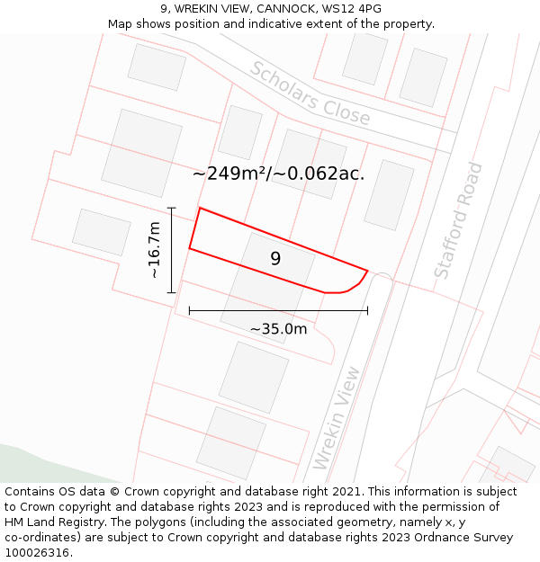 9, WREKIN VIEW, CANNOCK, WS12 4PG: Plot and title map