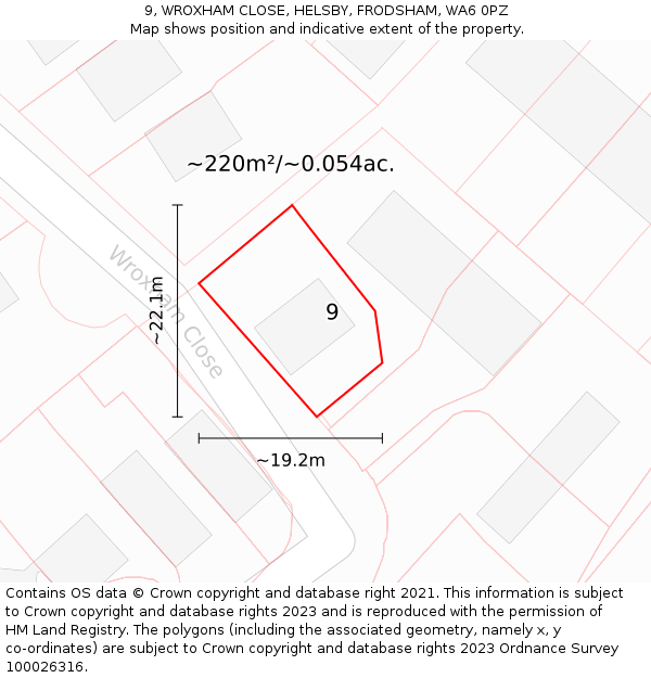 9, WROXHAM CLOSE, HELSBY, FRODSHAM, WA6 0PZ: Plot and title map