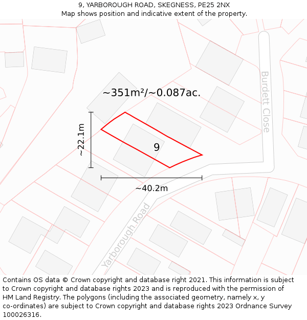9, YARBOROUGH ROAD, SKEGNESS, PE25 2NX: Plot and title map