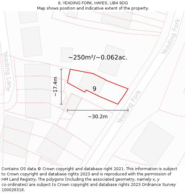 9, YEADING FORK, HAYES, UB4 9DG: Plot and title map