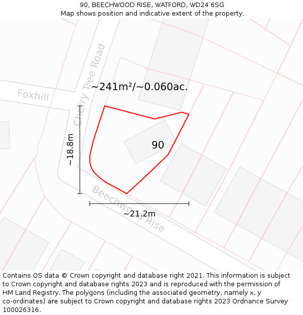 90, BEECHWOOD RISE, WATFORD, WD24 6SG: Plot and title map