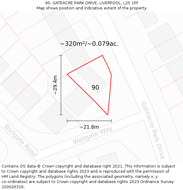 90, GATEACRE PARK DRIVE, LIVERPOOL, L25 1PF: Plot and title map