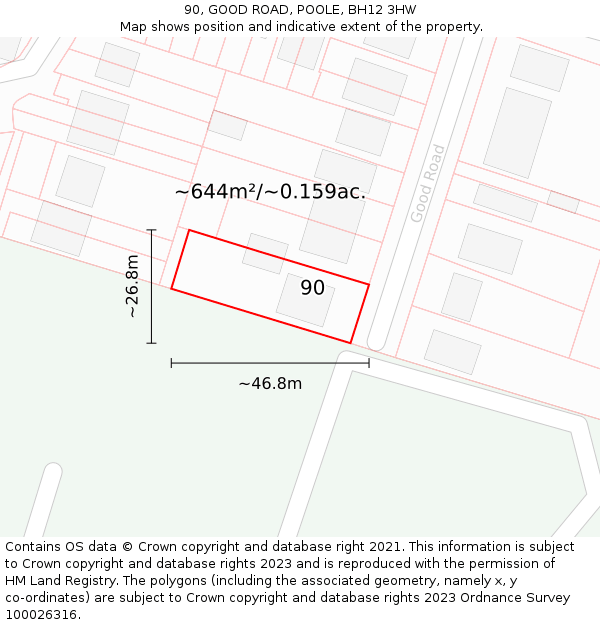 90, GOOD ROAD, POOLE, BH12 3HW: Plot and title map