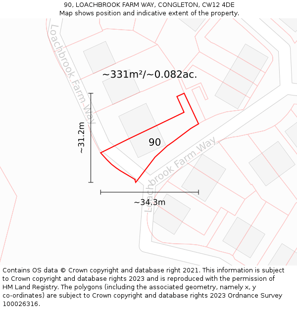 90, LOACHBROOK FARM WAY, CONGLETON, CW12 4DE: Plot and title map
