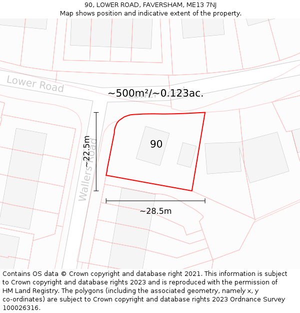 90, LOWER ROAD, FAVERSHAM, ME13 7NJ: Plot and title map