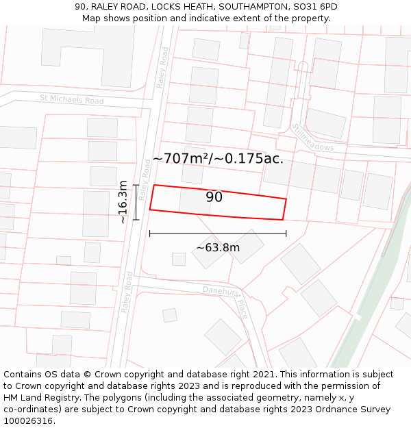 90, RALEY ROAD, LOCKS HEATH, SOUTHAMPTON, SO31 6PD: Plot and title map