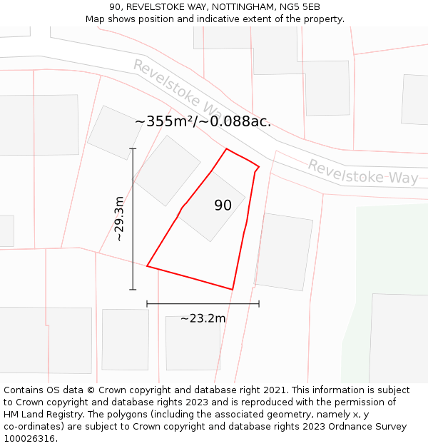 90, REVELSTOKE WAY, NOTTINGHAM, NG5 5EB: Plot and title map