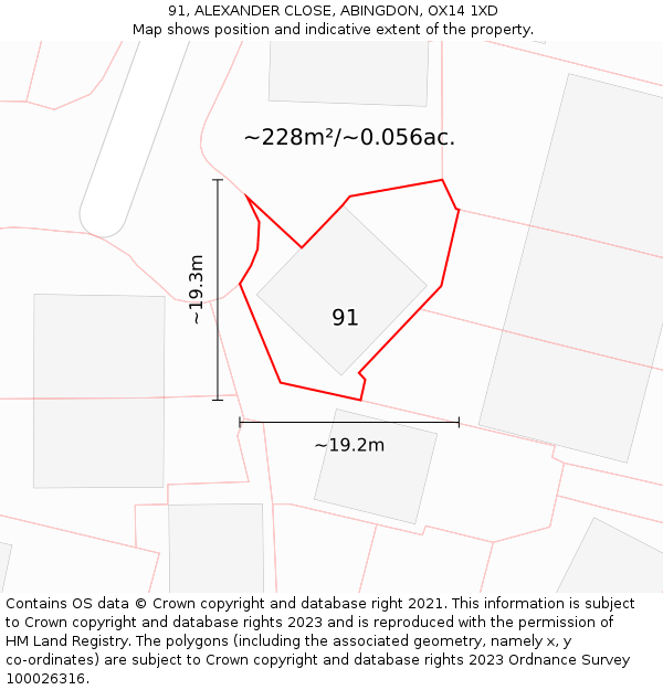 91, ALEXANDER CLOSE, ABINGDON, OX14 1XD: Plot and title map