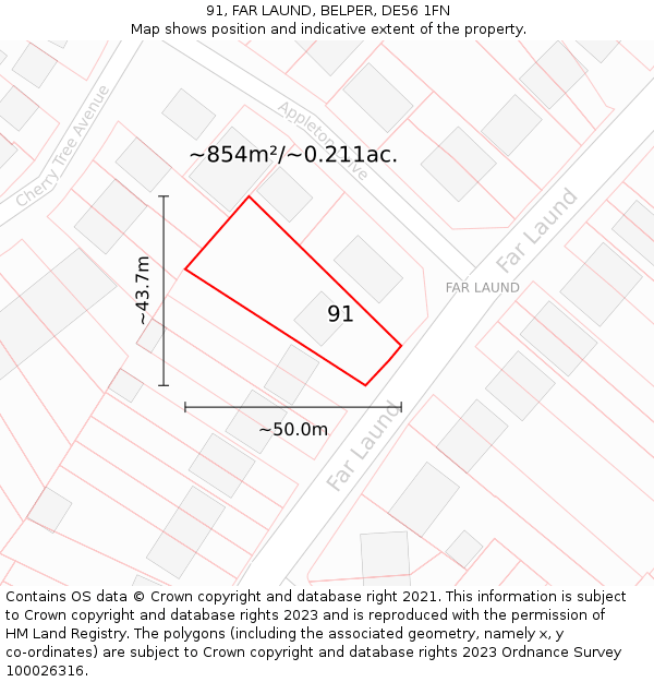 91, FAR LAUND, BELPER, DE56 1FN: Plot and title map