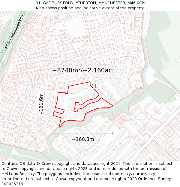 91, GADBURY FOLD, ATHERTON, MANCHESTER, M46 0GN: Plot and title map