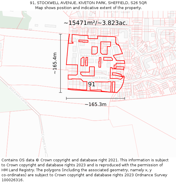 91, STOCKWELL AVENUE, KIVETON PARK, SHEFFIELD, S26 5QR: Plot and title map
