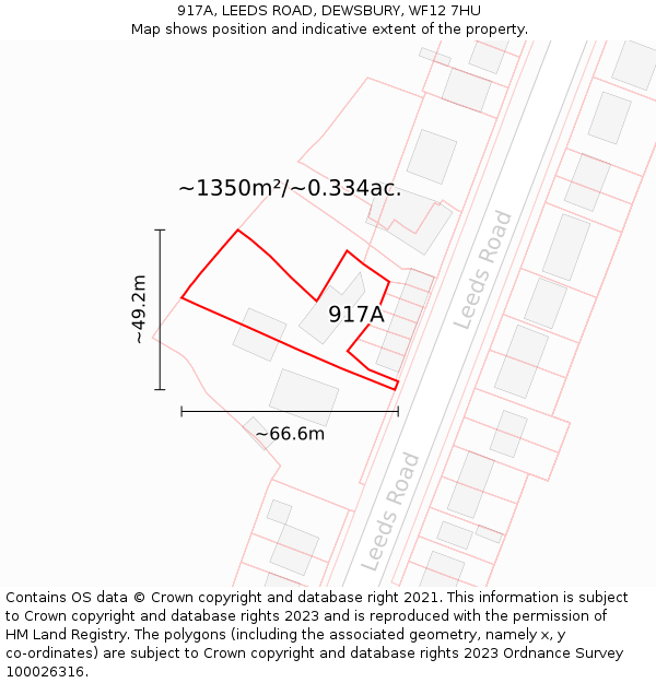 917A, LEEDS ROAD, DEWSBURY, WF12 7HU: Plot and title map