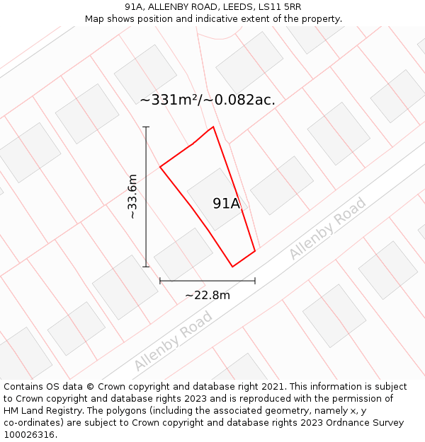 91A, ALLENBY ROAD, LEEDS, LS11 5RR: Plot and title map