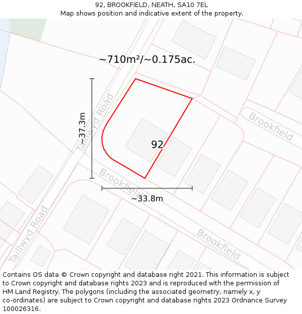 92, BROOKFIELD, NEATH, SA10 7EL: Plot and title map