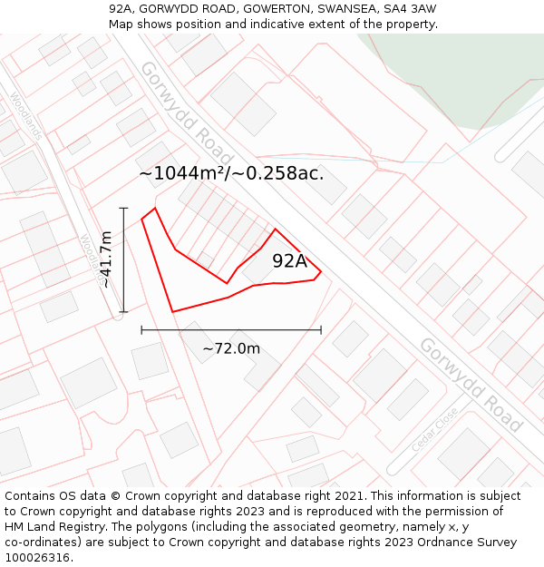 92A, GORWYDD ROAD, GOWERTON, SWANSEA, SA4 3AW: Plot and title map