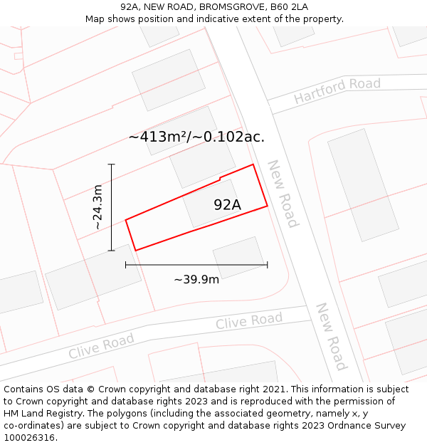 92A, NEW ROAD, BROMSGROVE, B60 2LA: Plot and title map
