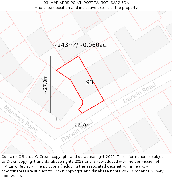 93, MARINERS POINT, PORT TALBOT, SA12 6DN: Plot and title map