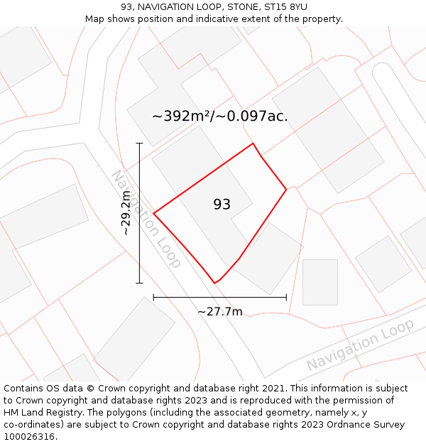 93, NAVIGATION LOOP, STONE, ST15 8YU: Plot and title map