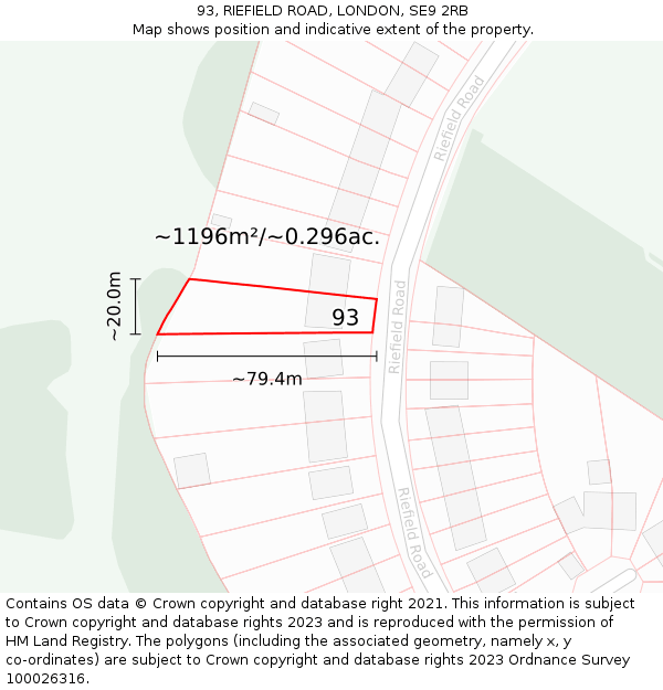 93, RIEFIELD ROAD, LONDON, SE9 2RB: Plot and title map
