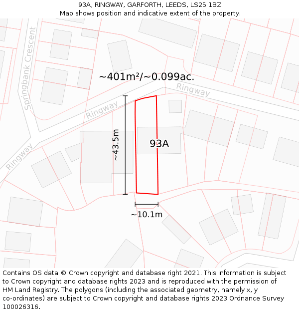 93A, RINGWAY, GARFORTH, LEEDS, LS25 1BZ: Plot and title map