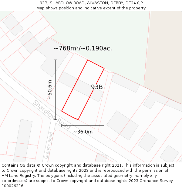 93B, SHARDLOW ROAD, ALVASTON, DERBY, DE24 0JP: Plot and title map