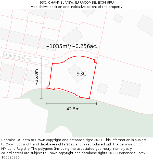 93C, CHANNEL VIEW, ILFRACOMBE, EX34 9PU: Plot and title map