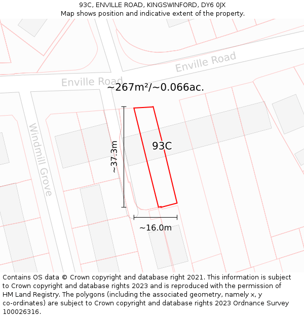 93C, ENVILLE ROAD, KINGSWINFORD, DY6 0JX: Plot and title map